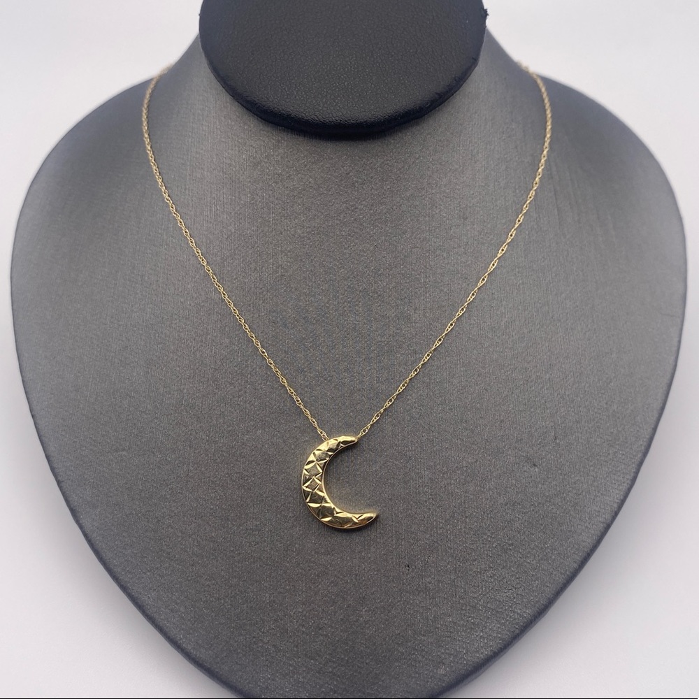 10k yellow gold adjustable Crescent moon necklace